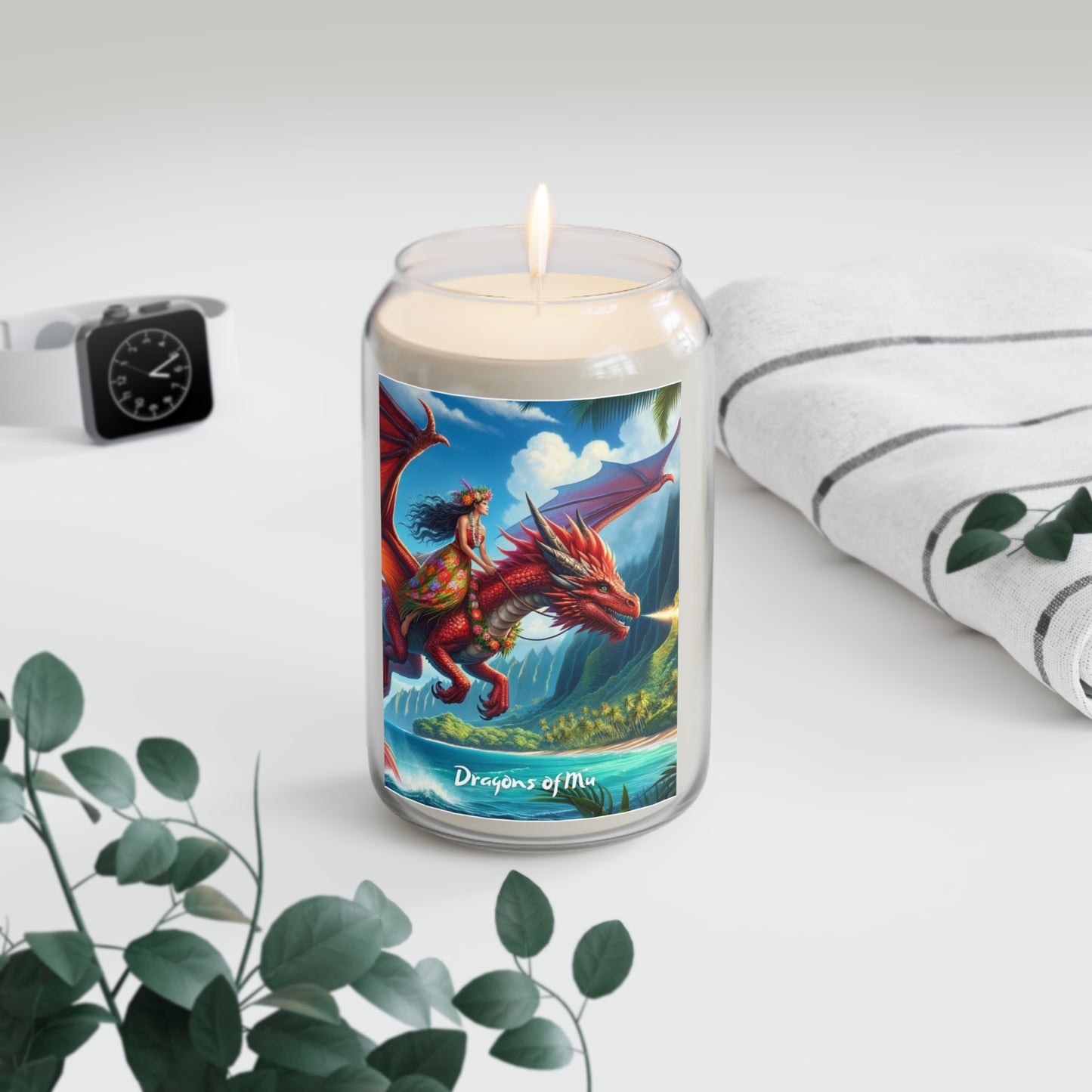 Lemurian Fire Dragon Candle, Enchanting Gift for Dragon Lovers, burns 70-80 hrs