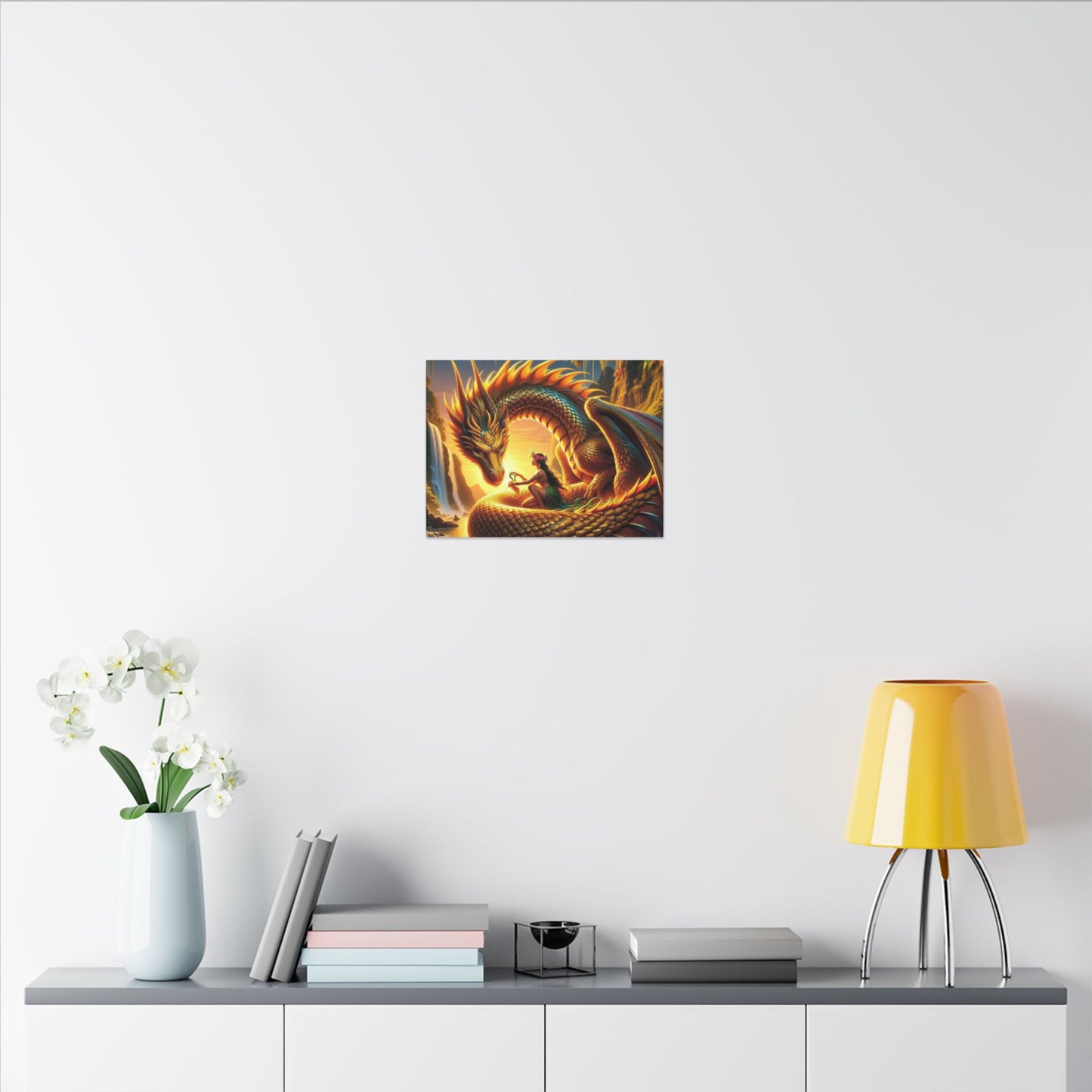 Golden Dragon Canvas Print, Original Lemurian Dragon Artwork