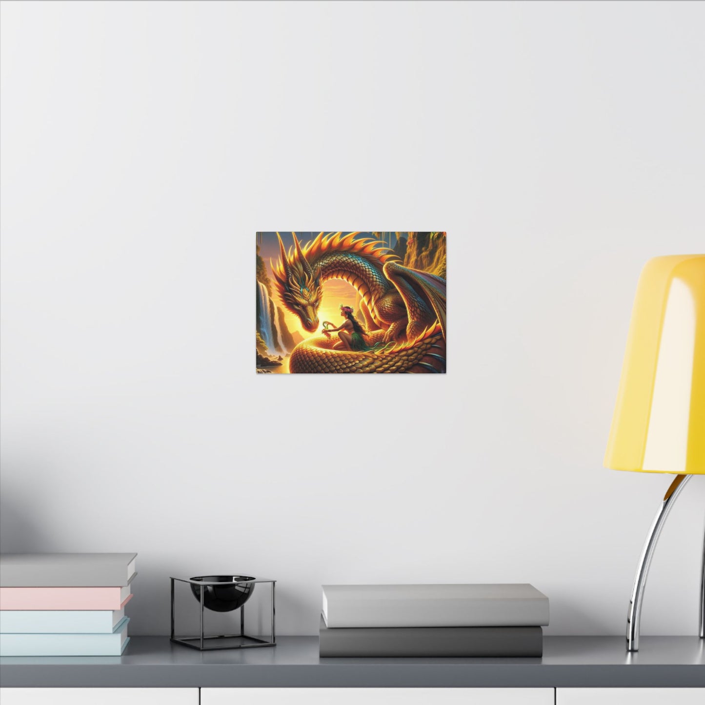 Golden Dragon Canvas Print, Original Lemurian Dragon Artwork