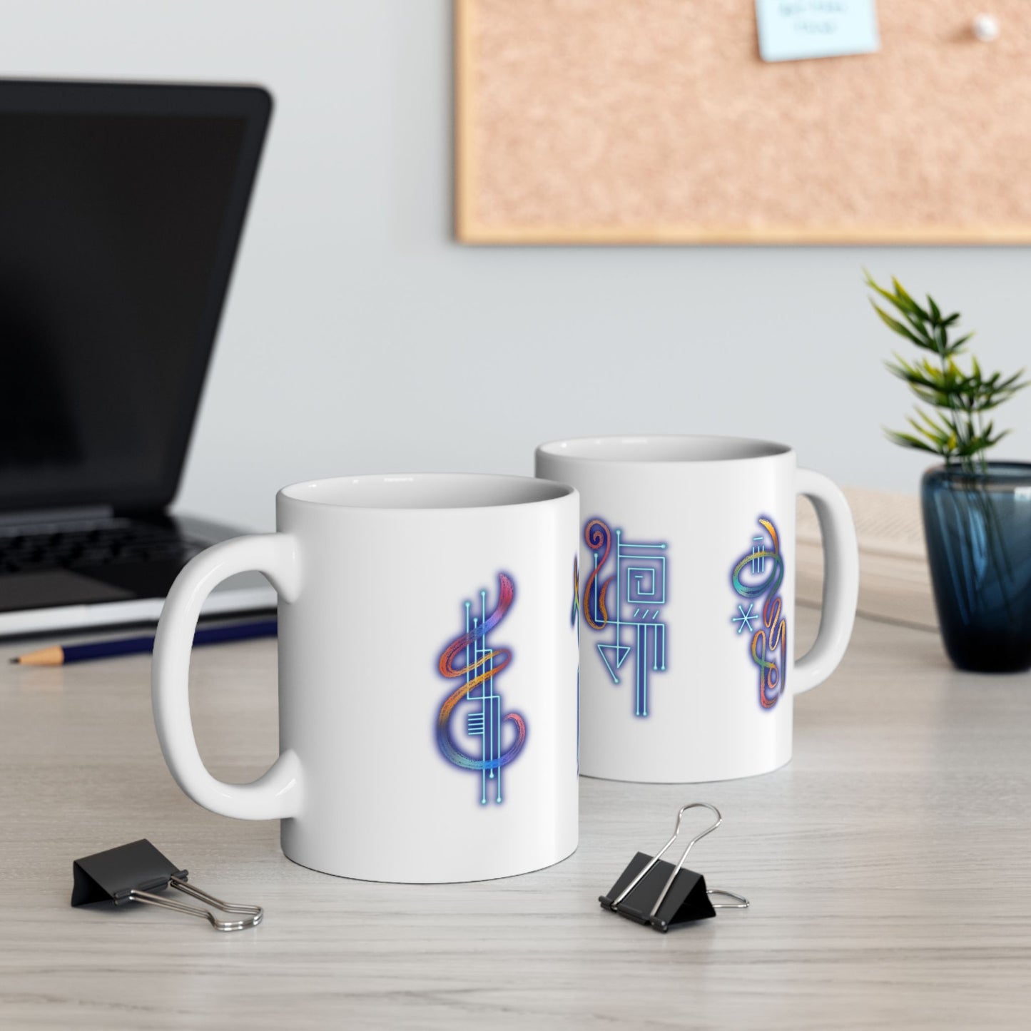 Lemurian Light Language Ceramic Mug, Original Celestial Artwork