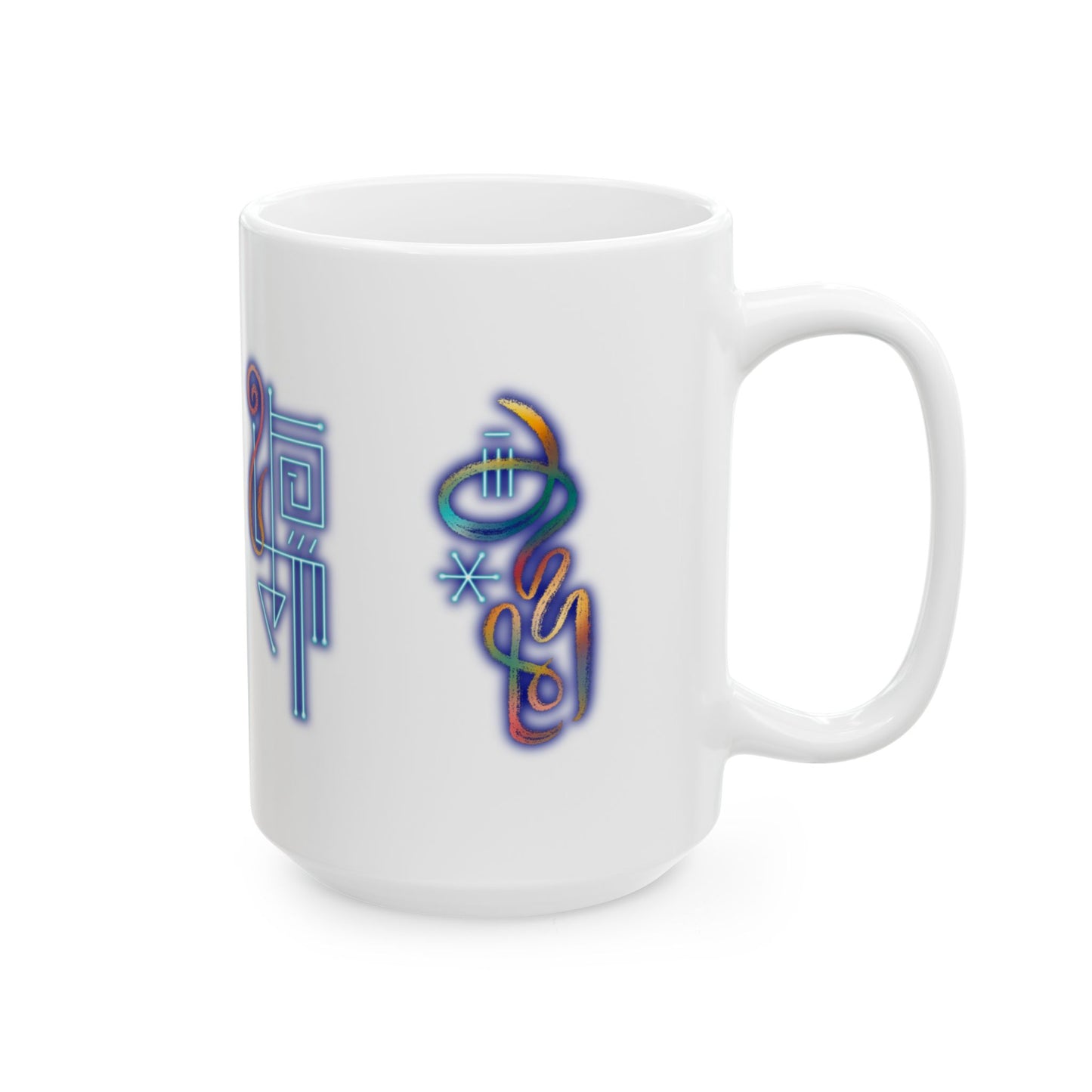 Lemurian Light Language Ceramic Mug, Original Celestial Artwork
