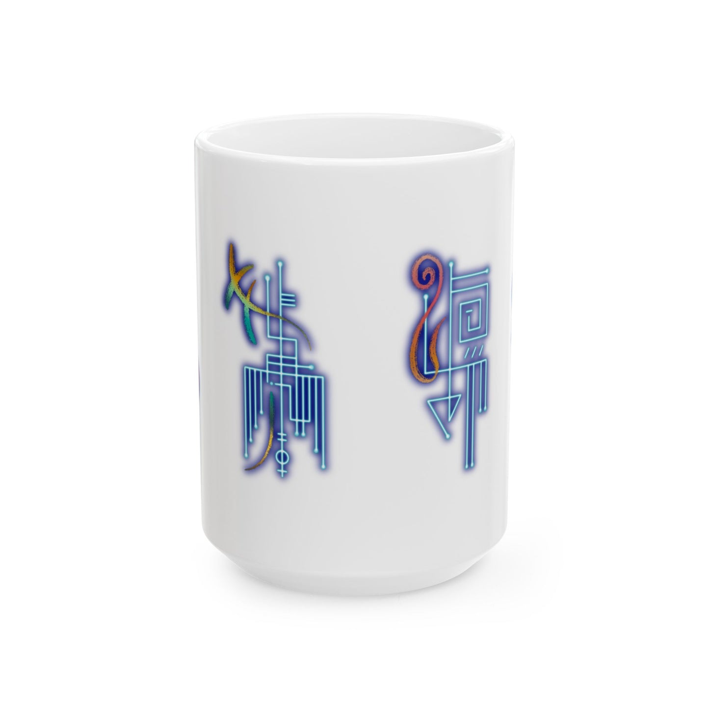 Lemurian Light Language Ceramic Mug, Original Celestial Artwork