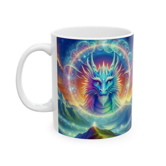 Magical Lemurian Dragon Ceramic Mug, Celestial Cup, Gift for Dragon Lovers